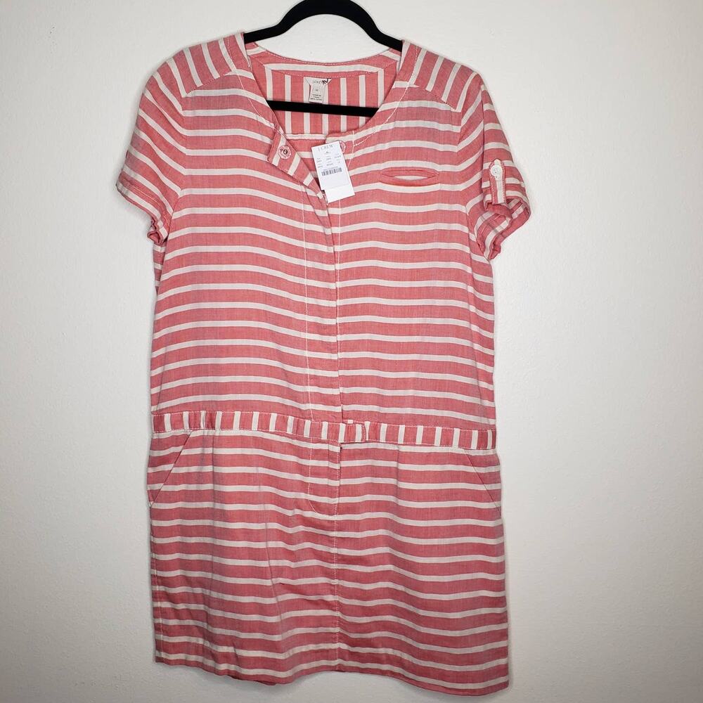J Crew| Orange and cream striped boat dress